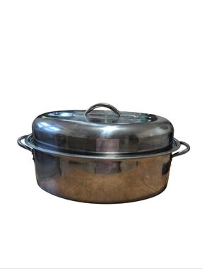 Gibson Home Oval Roasting Pan Set w/ High Dome Lid Stainless Steel Turkey